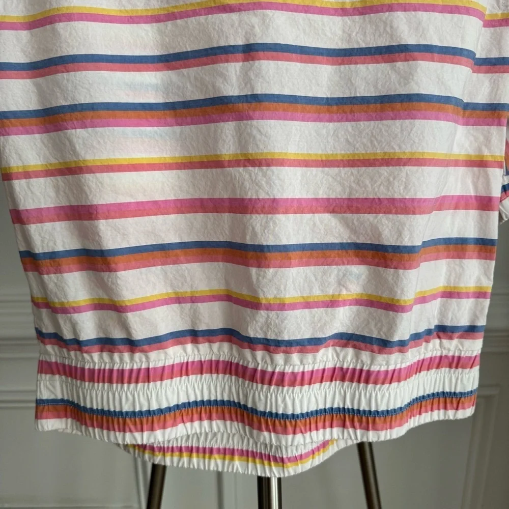 J. Crew Cinched Waist Cropped Sorbet Stripe Cotton Top Size 2P